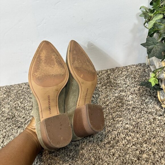 Lucky Brand Jorry Women's Ankle Boots Size 5.5 M Green Suede Leather Block Heel - Picture 4 of 11
